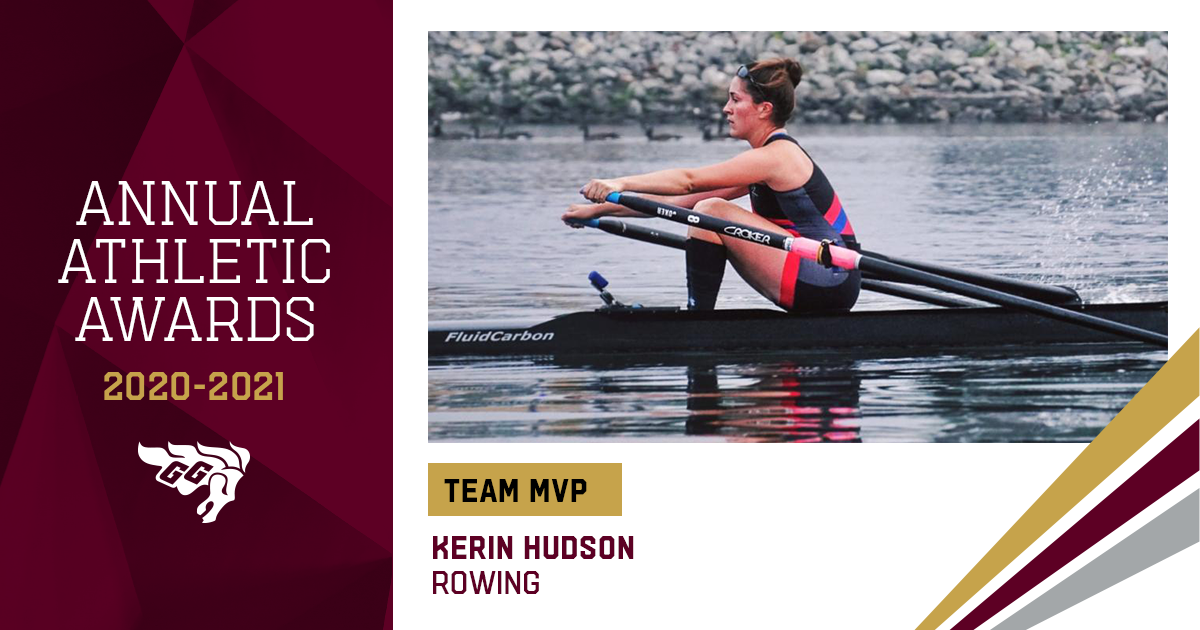 Graphic for annual athletic awards with photo of Kerin Hudson