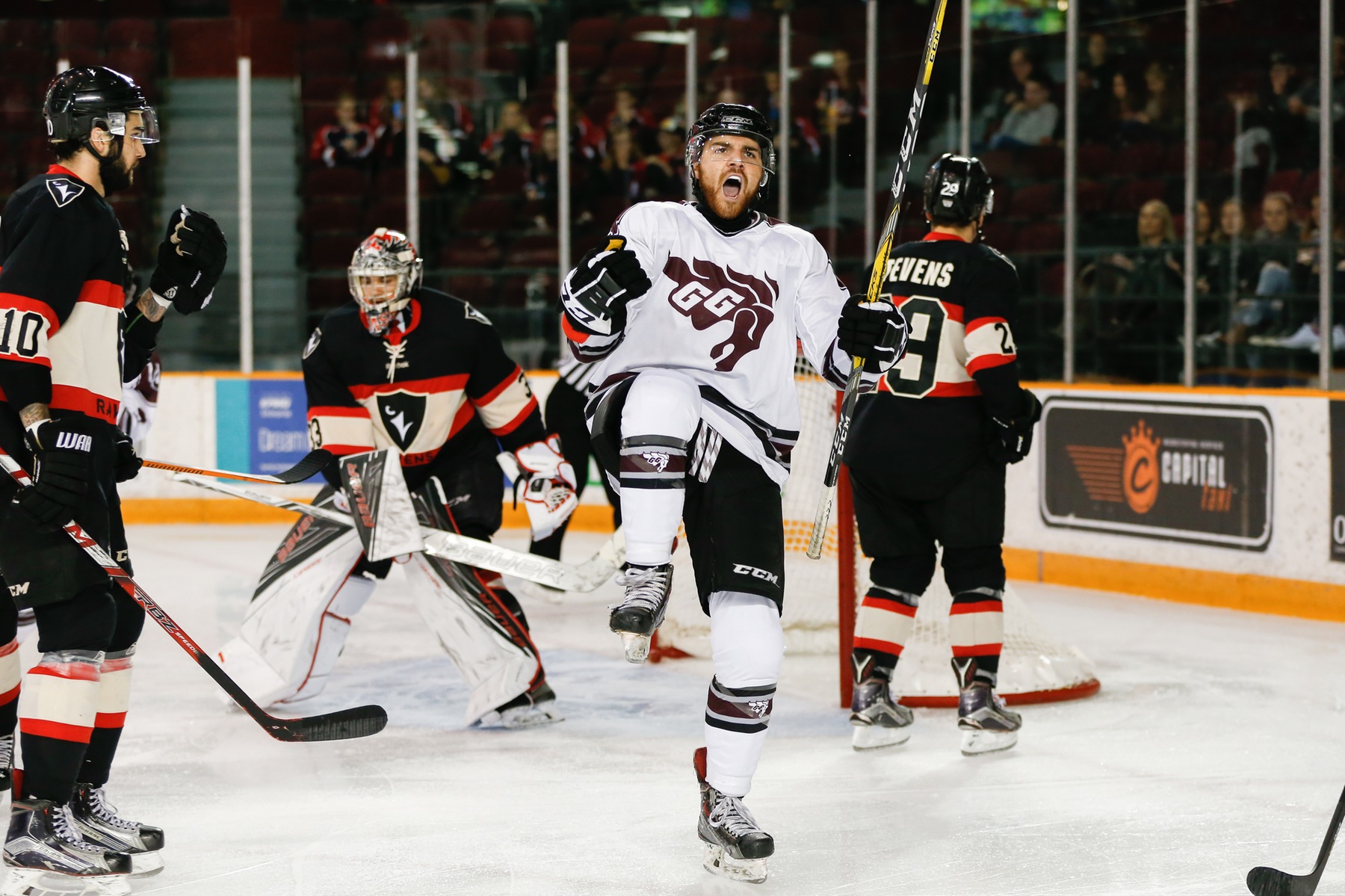 Marco Azzano celebrates a goal at TD Place